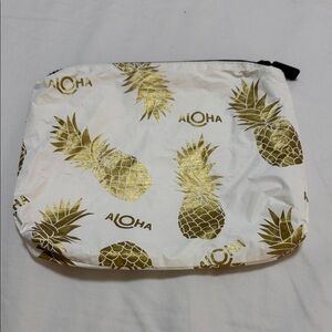 Aloha Collection Small Pouch Gold Pineapple Print
